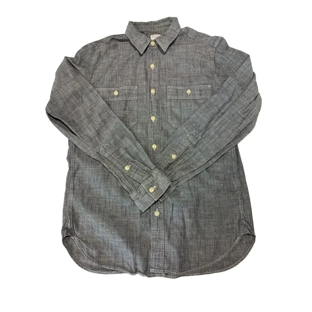 J. Crew Chambray Men's S Button Down Long Sleeve Shirt Gray 100% Cotton Work